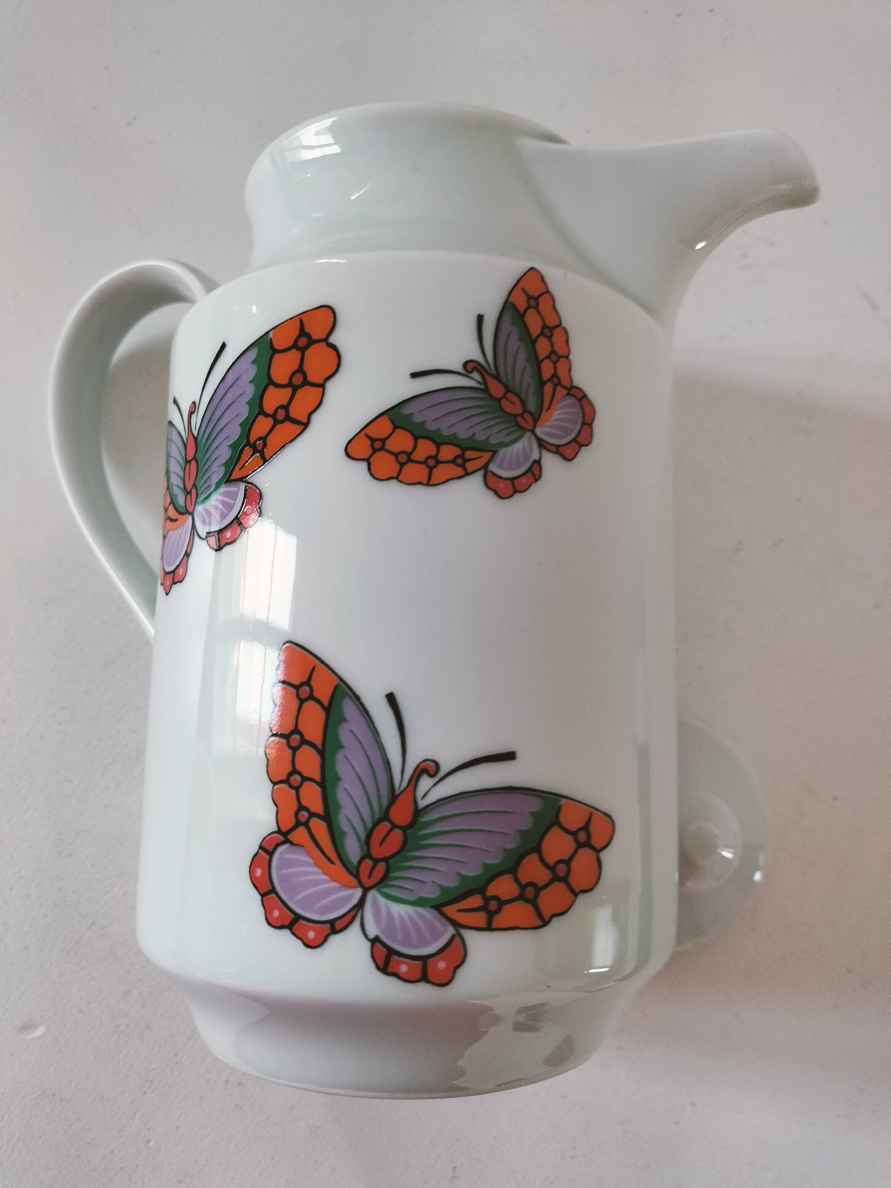 Vintage Wunsiedel Bavaria Porcelain coffee pot – butterfly motifs