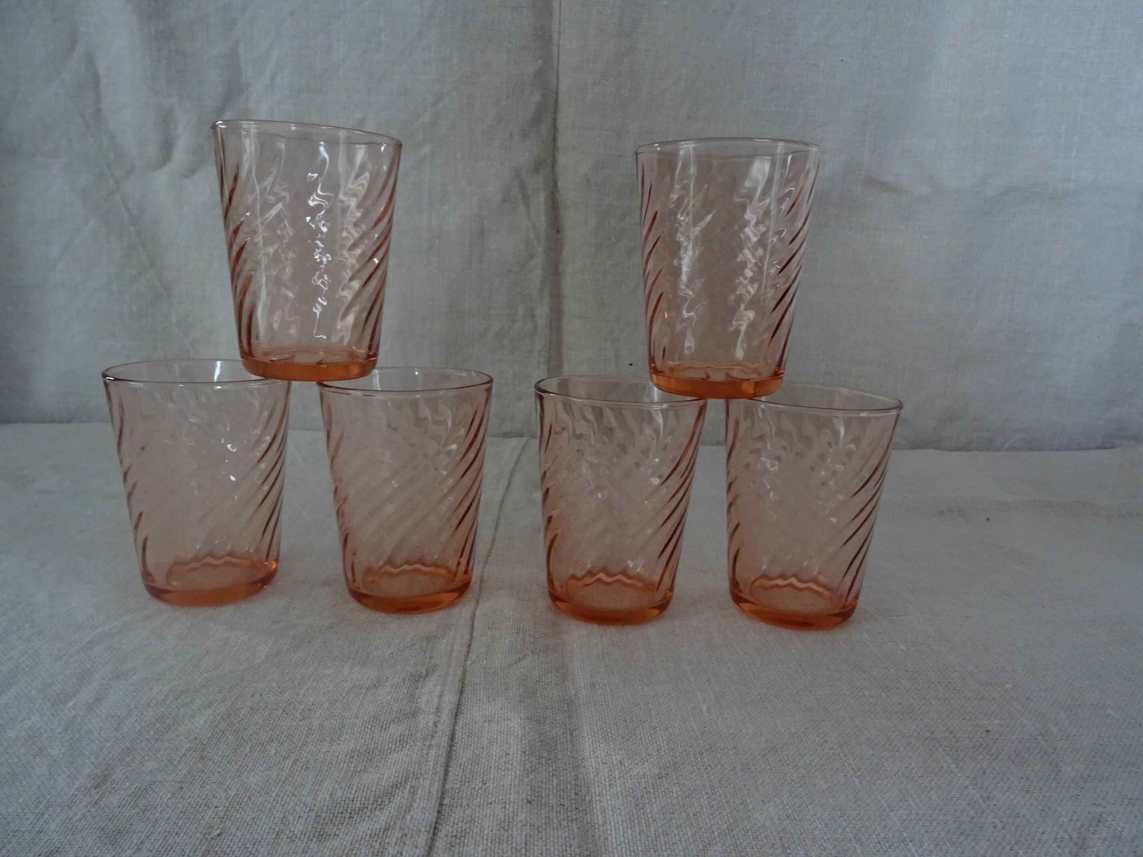 6 verres roses forme gobelet Rosaline Arcoroc Luminarc  vintage