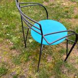 Fauteuil en métal laqué noir Lune d’Argent par Pascal Mourgue 1985