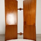 70's brutalist dining chairs in oak with bouclé fabric