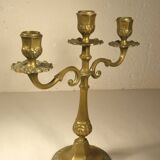 Three-light brass candlestick