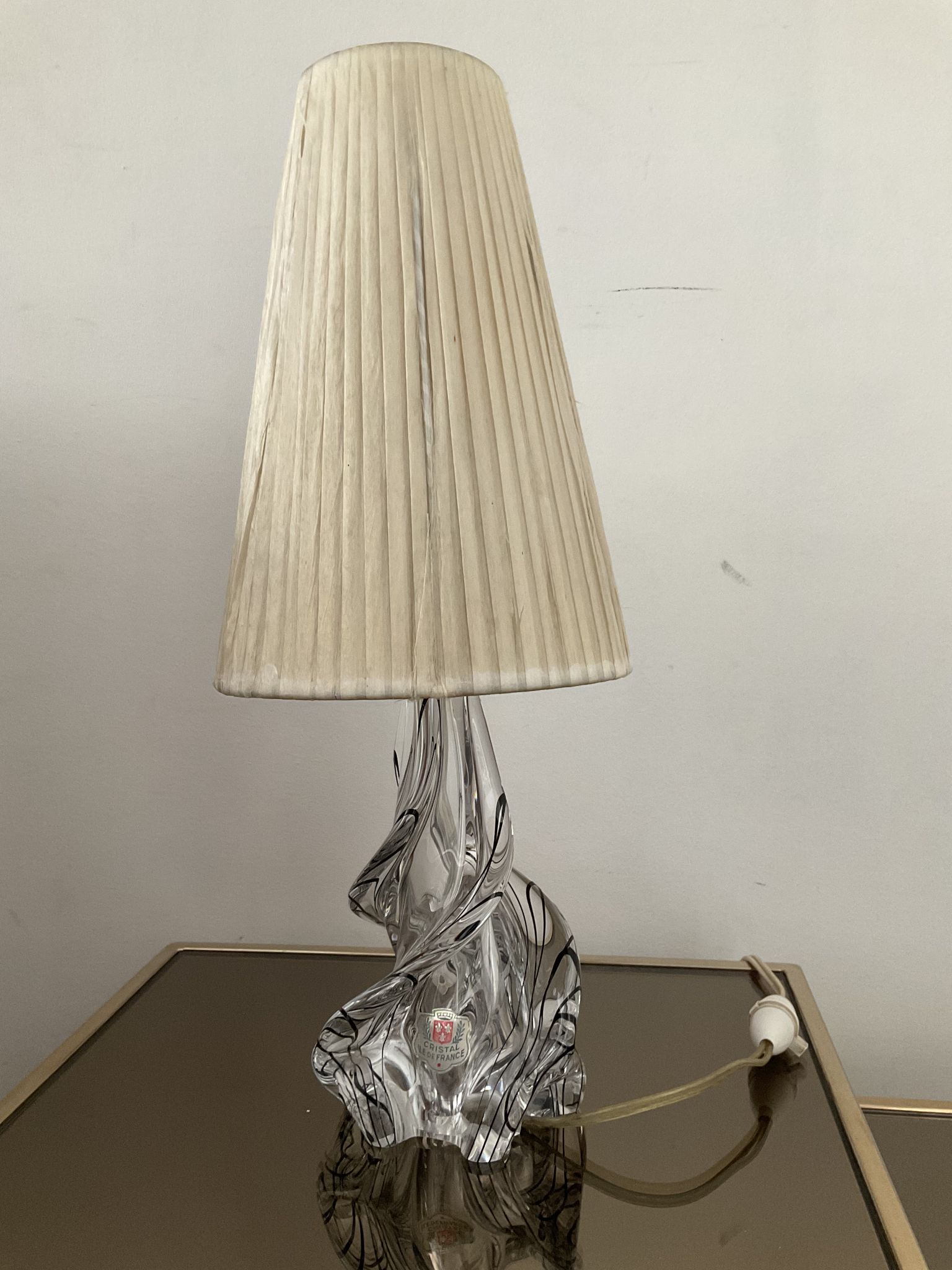 Lampe vintage en cristal France années 60-70