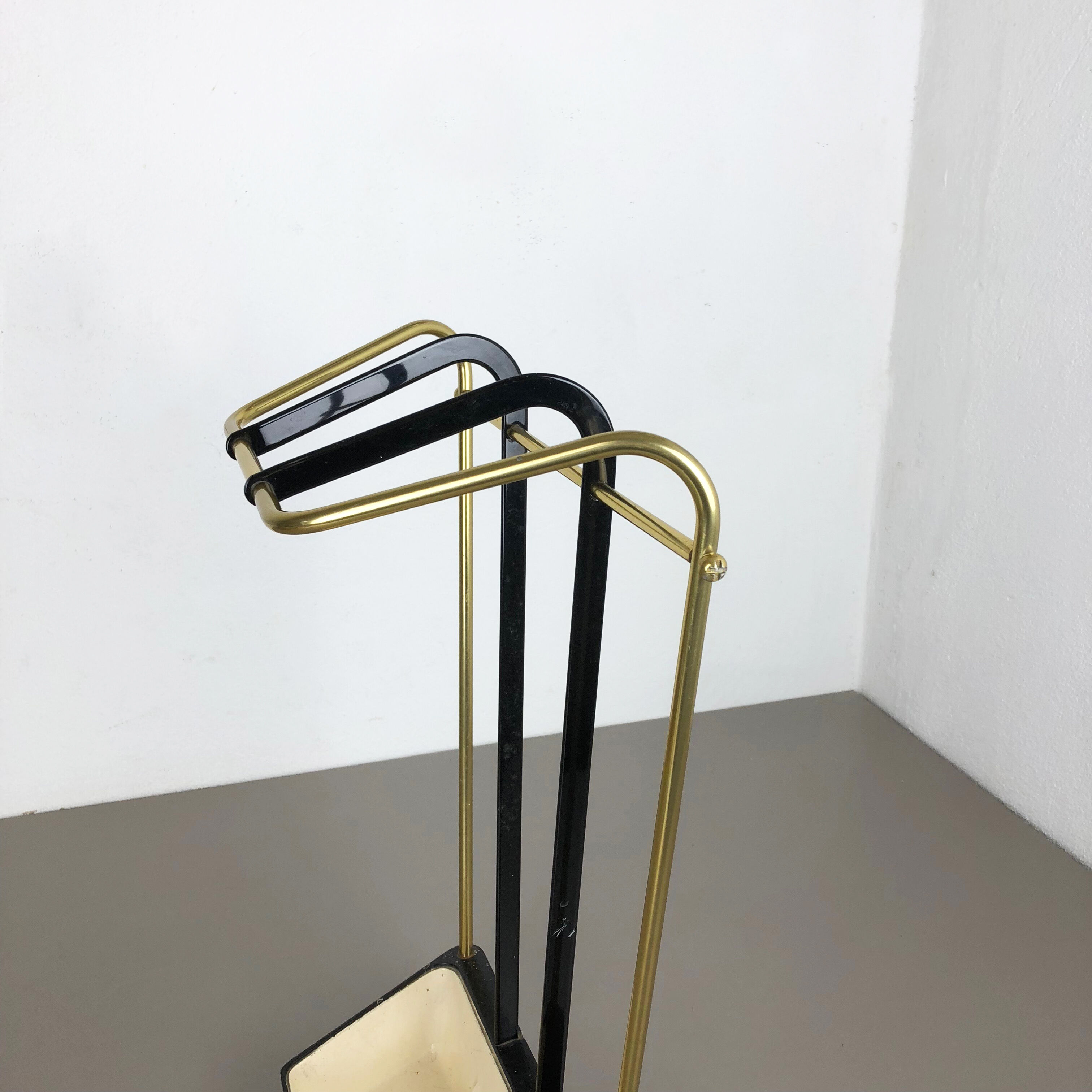 Original midcentury metal brass umbrella stand, Germany, 1950s