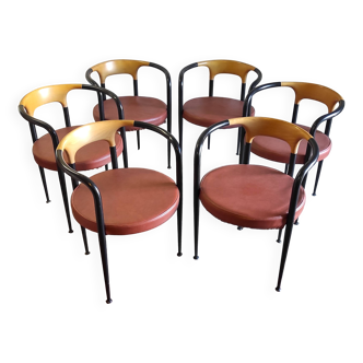 Série de 6 chaises design modèle Boléro par Archirivolto - années 80/90