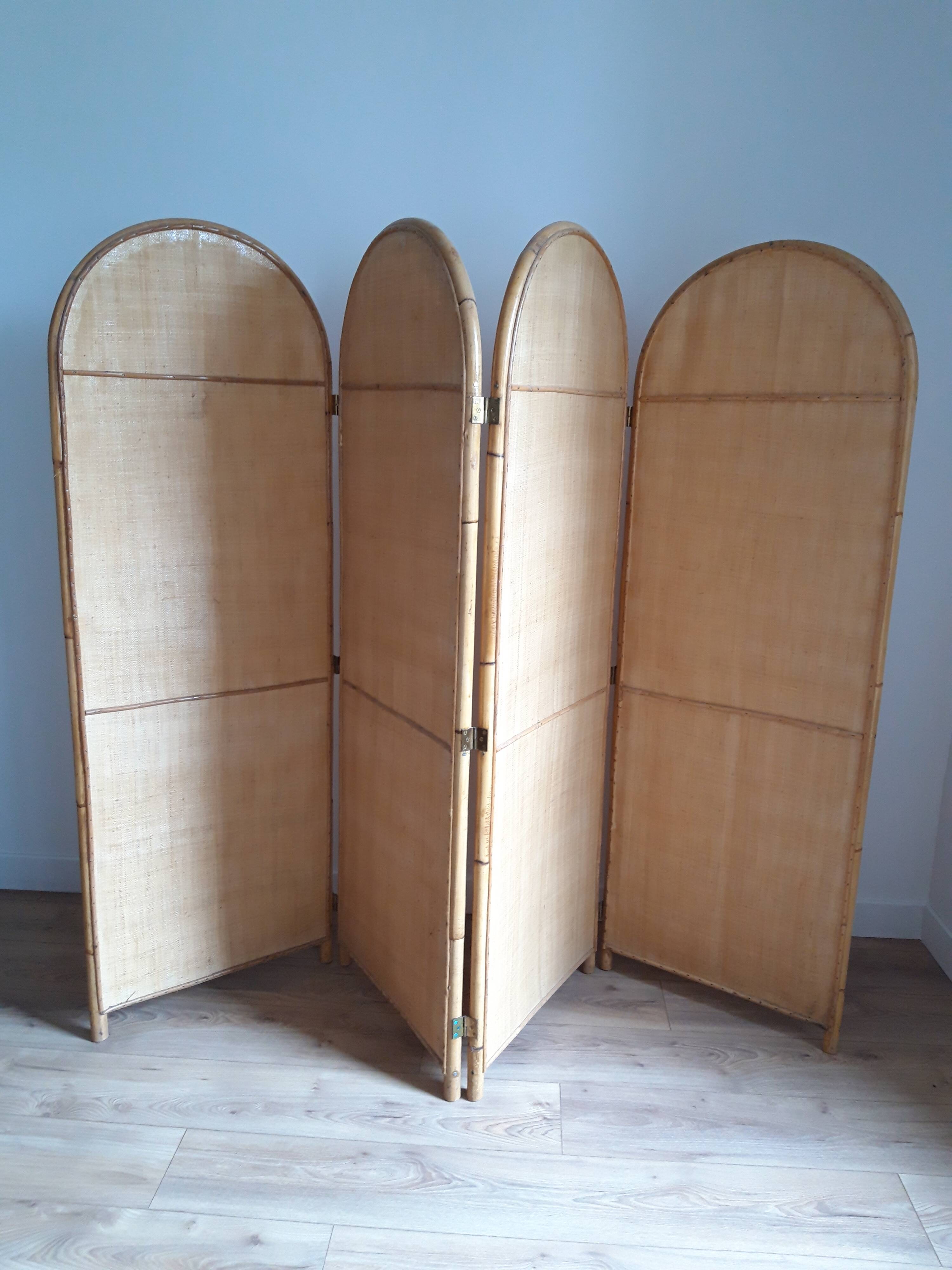 Rattan screen 1960 4 leaves