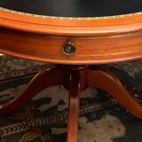 Circular table in solid mahogany and black leather claw base Restoration