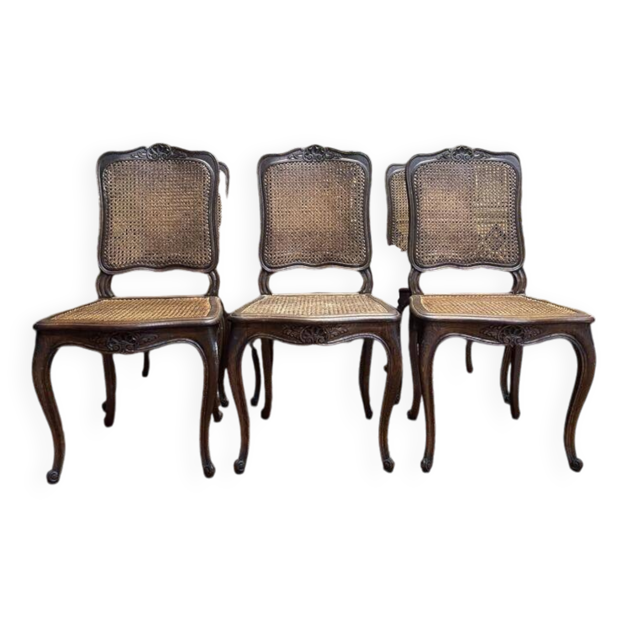 Set of 6 Louis XV style caned chairs in oak