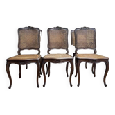 6 chaises en chêne et cannage style Louis XV
