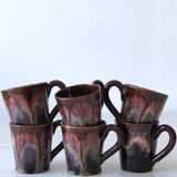 Vallauris coffee cups and bowls Pink and brown