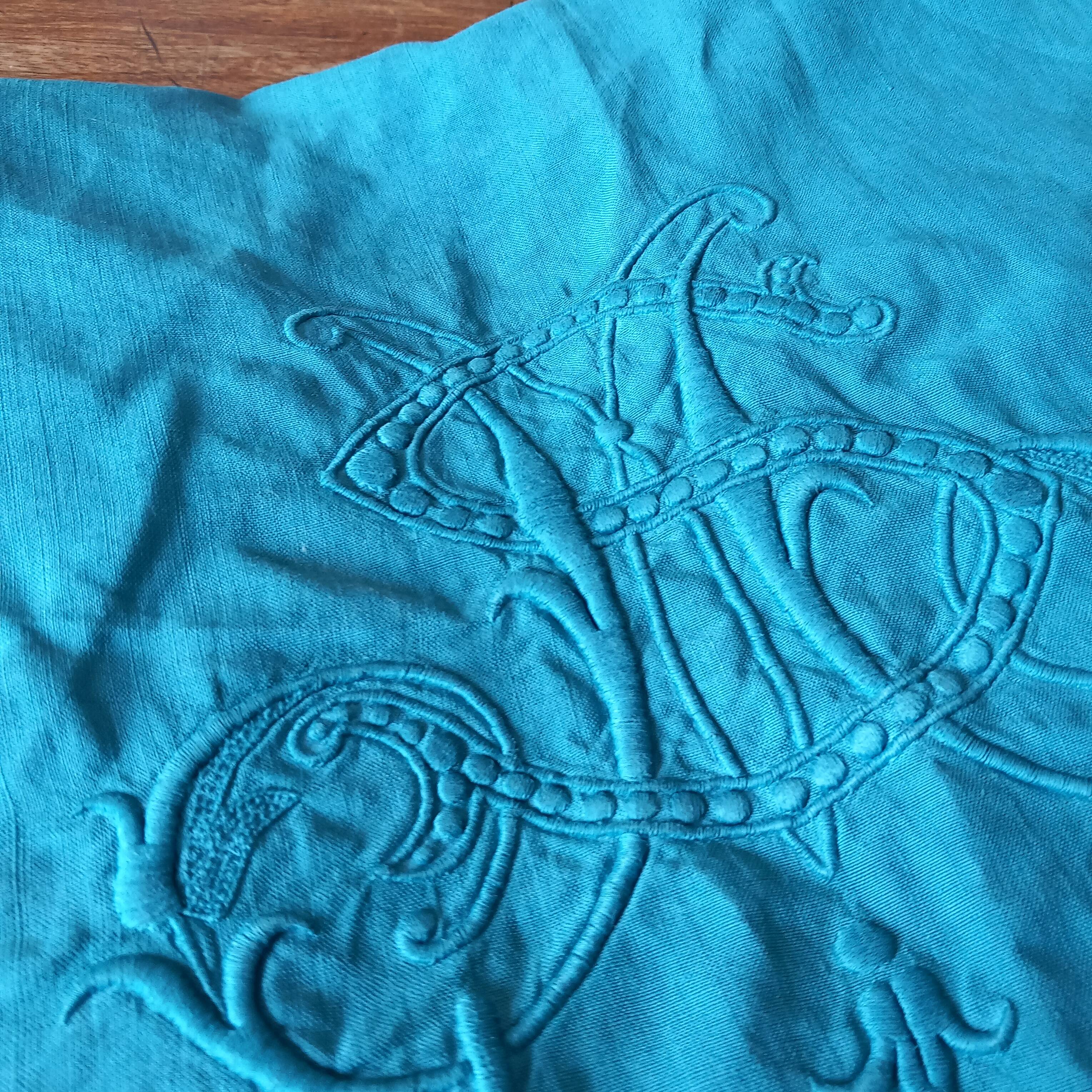 Monogrammed cotton tablecloth