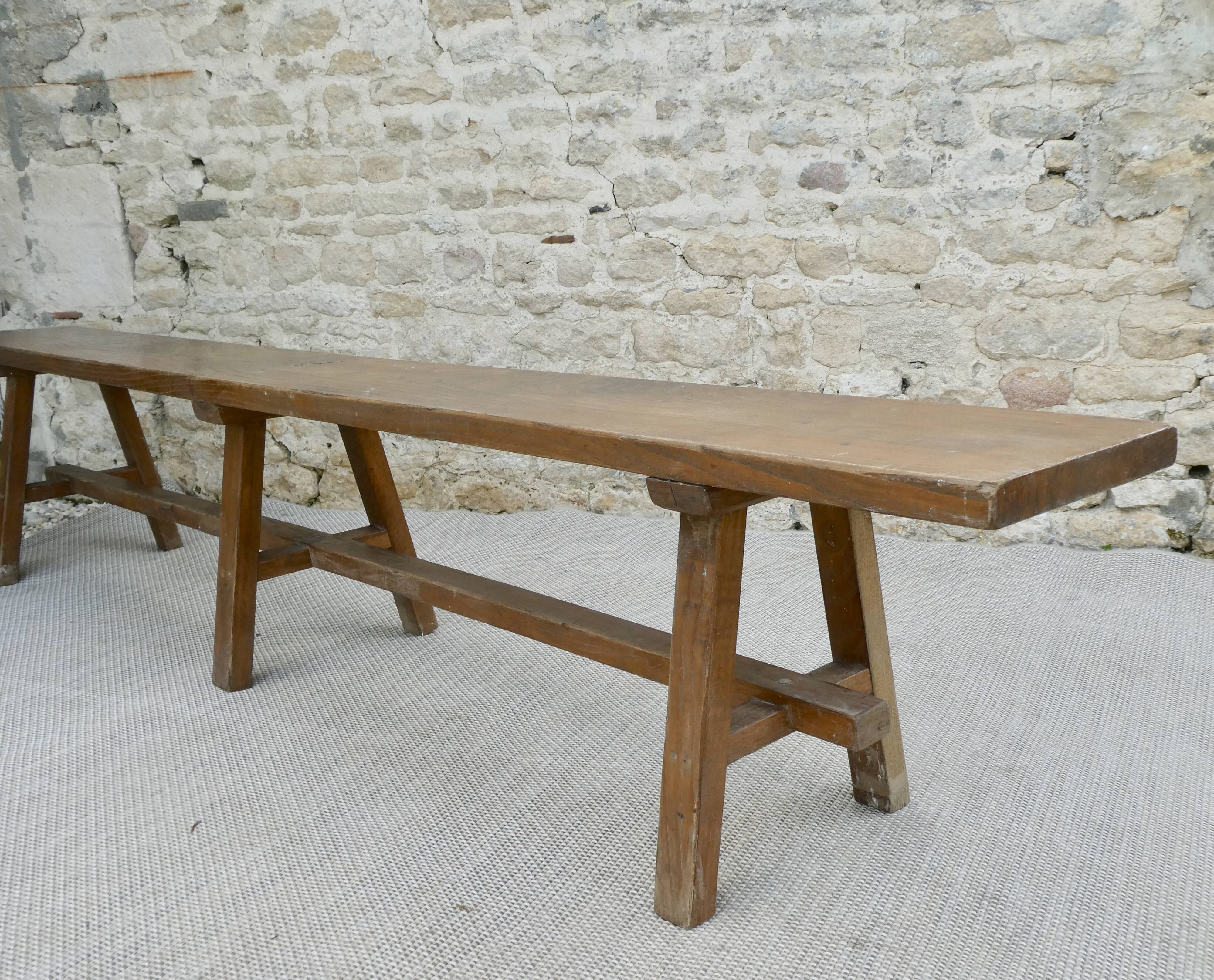 Solid wood farmhouse bench, 2m30