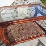 Table basse en rotin vintage