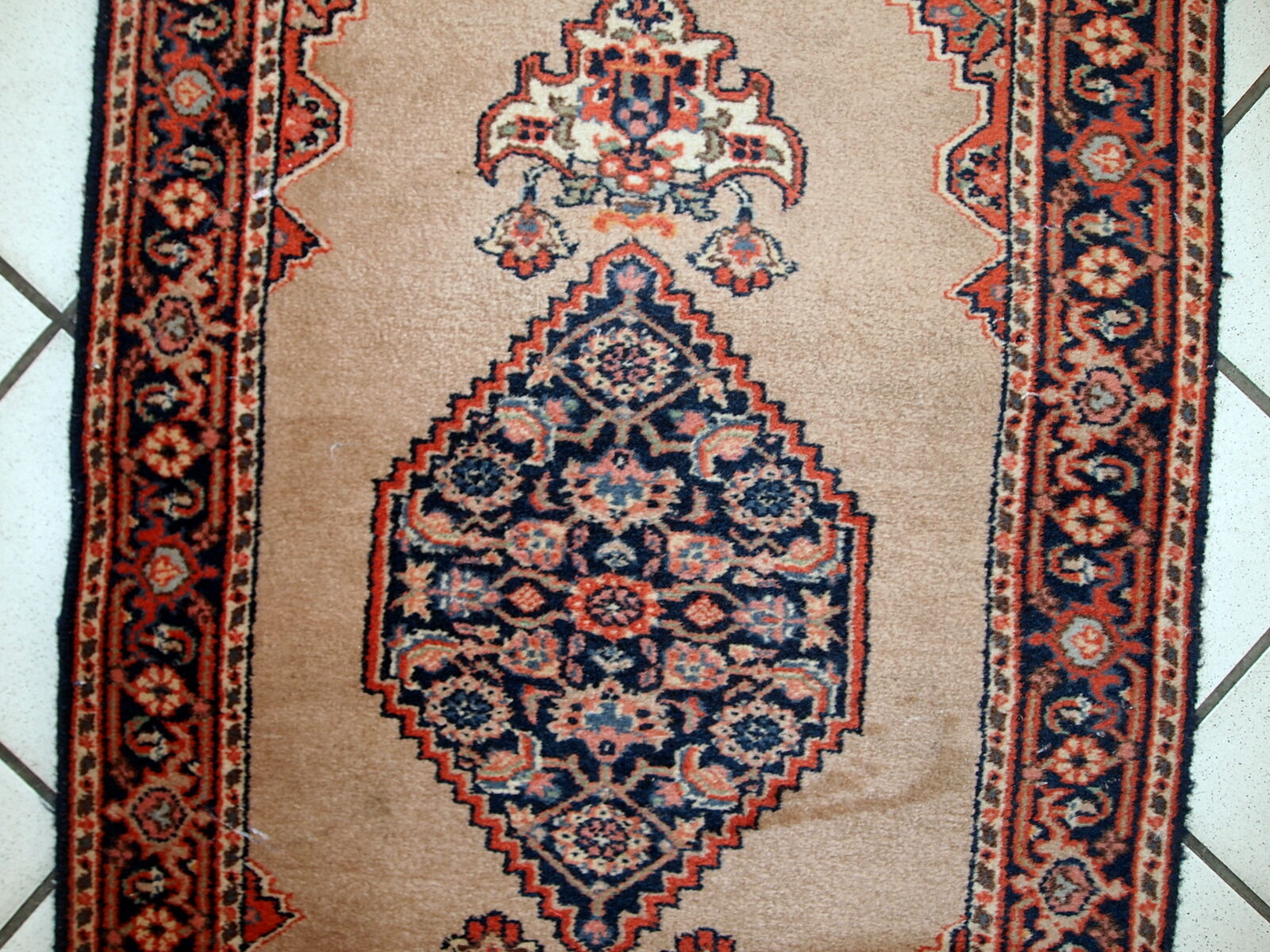 Vintage Indian Carpet Tabriiz handmade 60cm x 118cm 1960s, 1C729