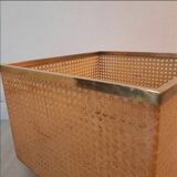 Vintage storage unit with wheels in lucite, vienna straw and brass dior