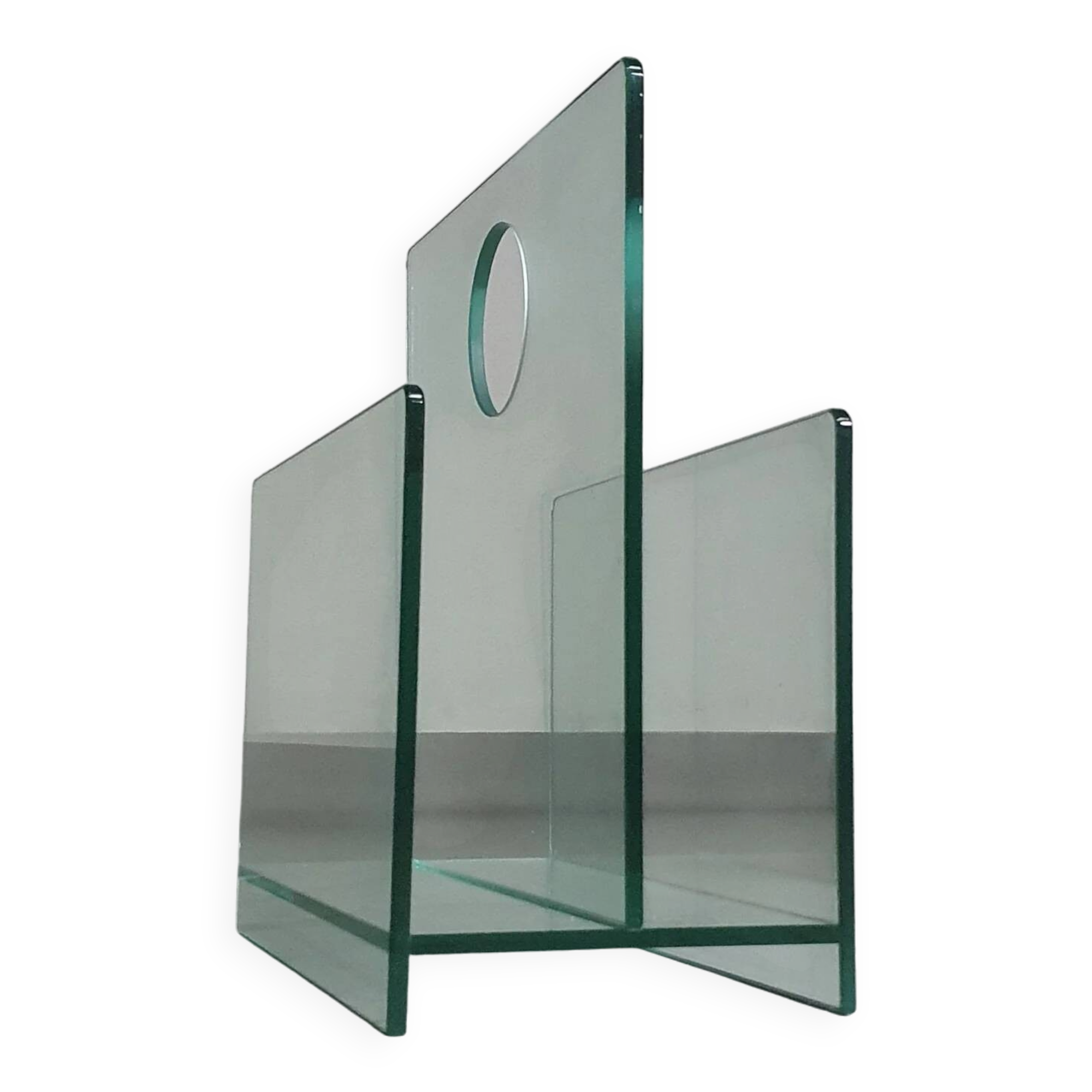 Porte-revues / verre / années 1980
