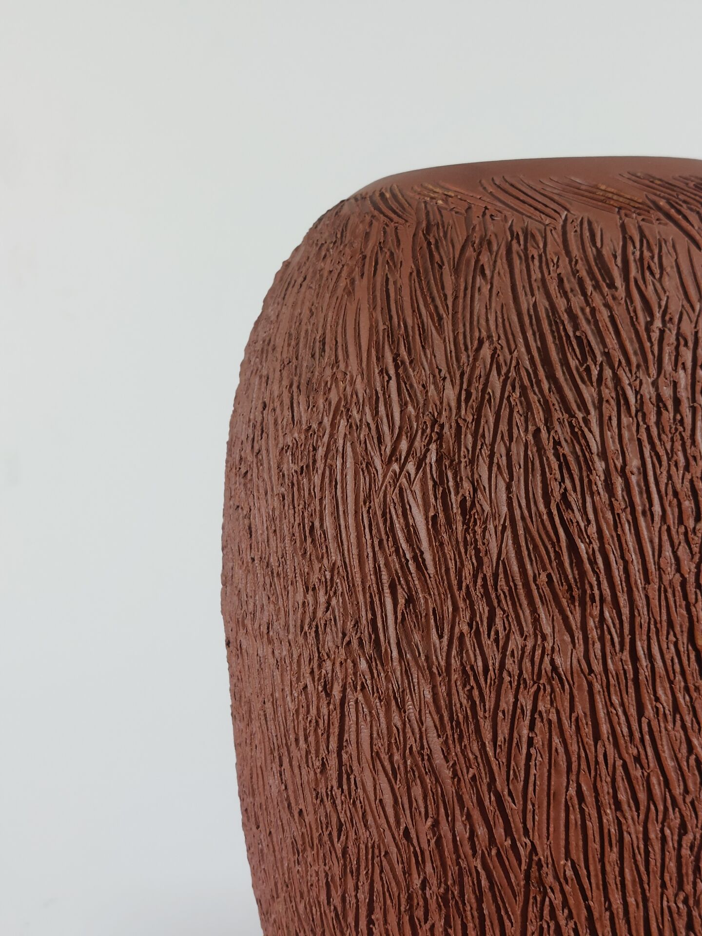 Vintage mid-century brutalist sgraffito ceramic vase
