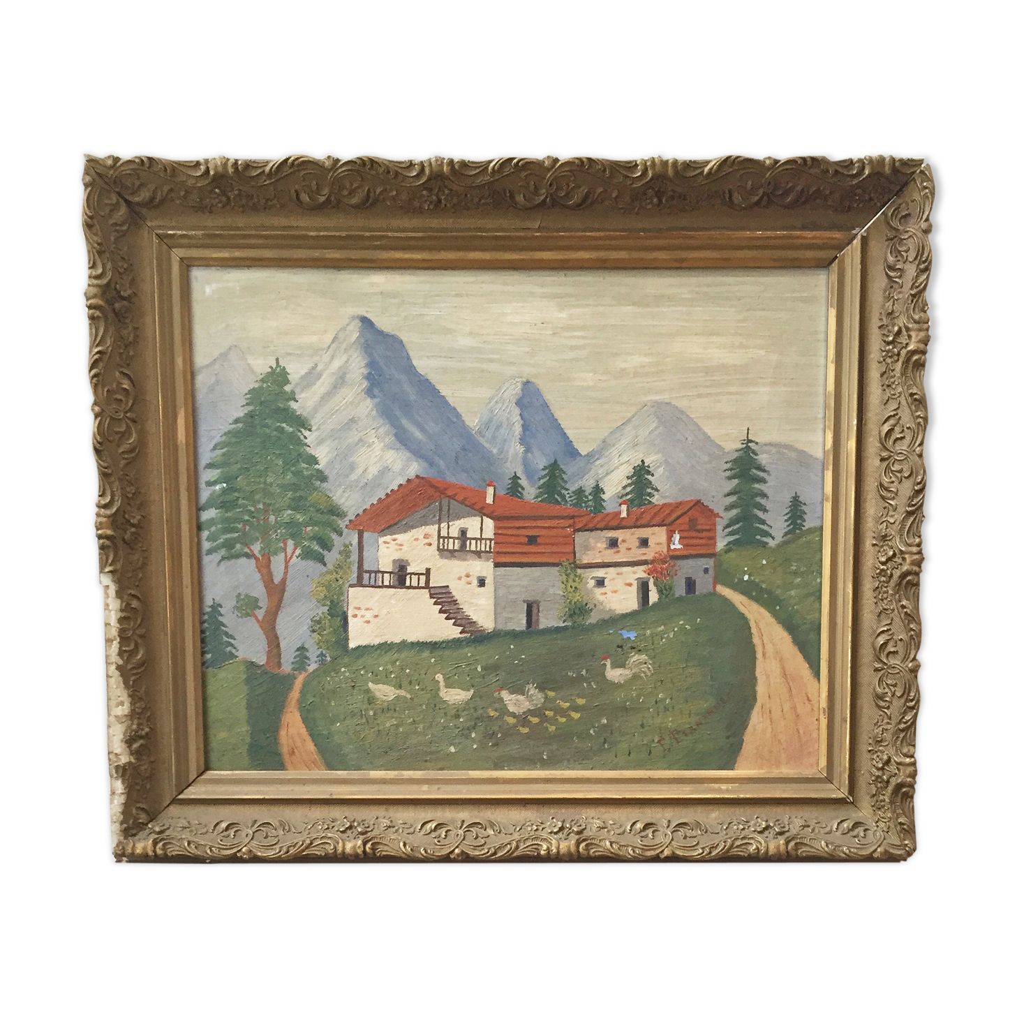 Ancient oil painting landscape