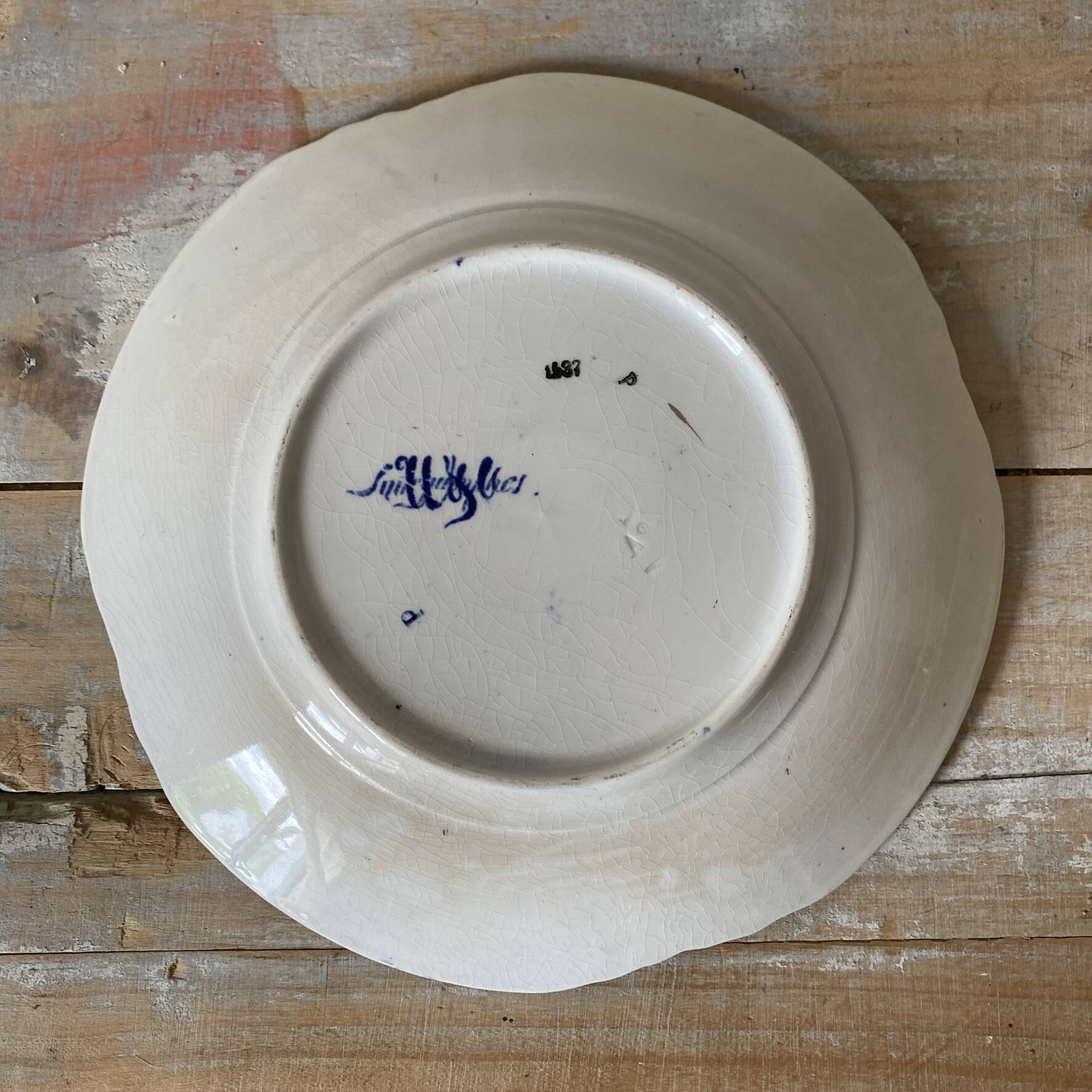 Assiettes  Sarreguemines décor Arum bleu cobalt