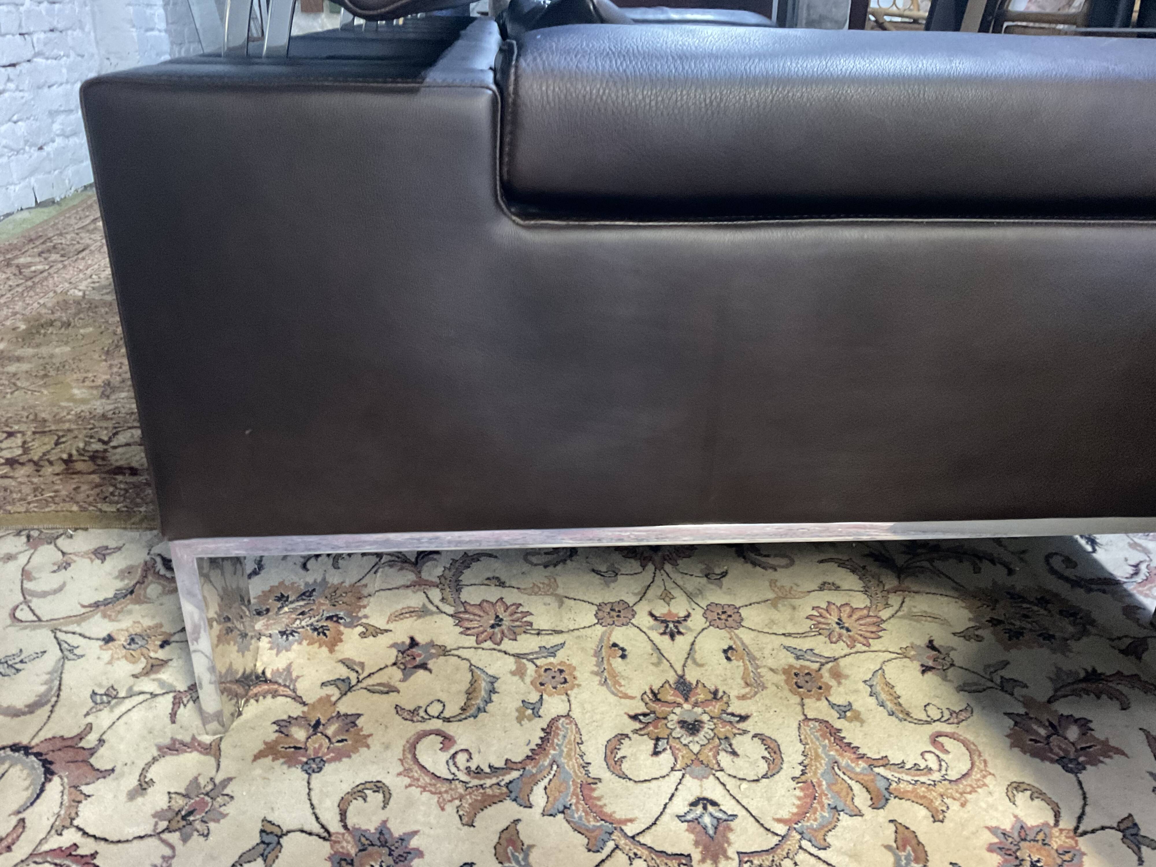 Jori designer sofa in brown leather 3 seats