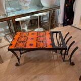 Céramique Capron Vallauris orange et noire - table basse