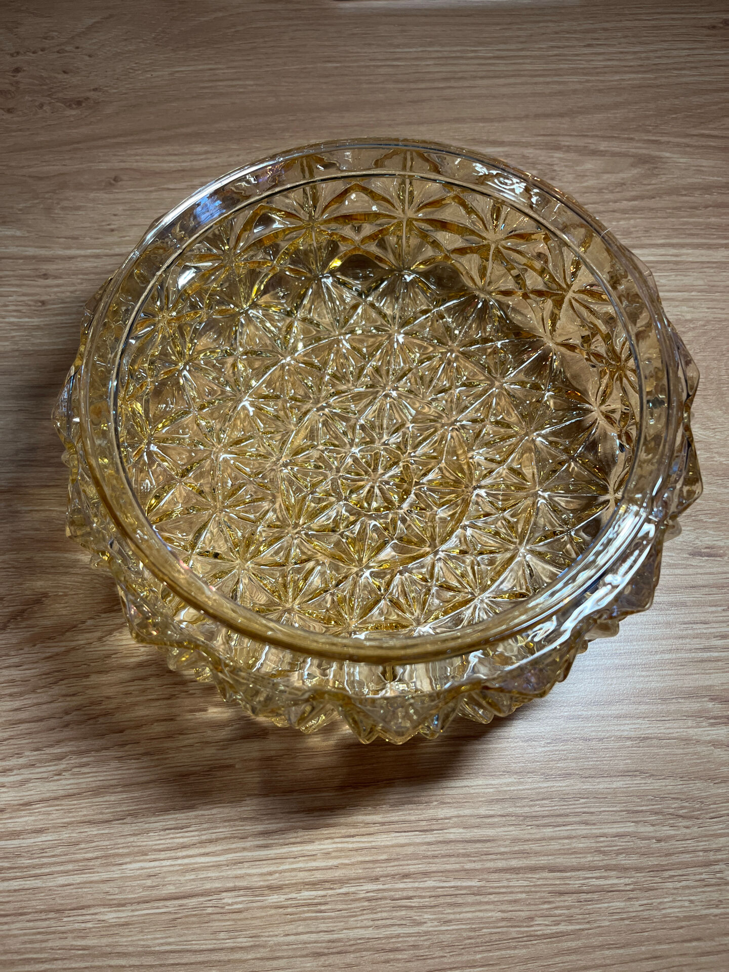Pair of amber pressed glass ceiling globes Vianne – 1960s