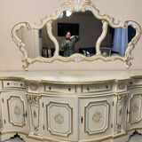 Rococo style white wooden sideboard