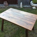 Brutalist vintage table in solid oak