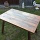 Brutalist vintage table in solid oak