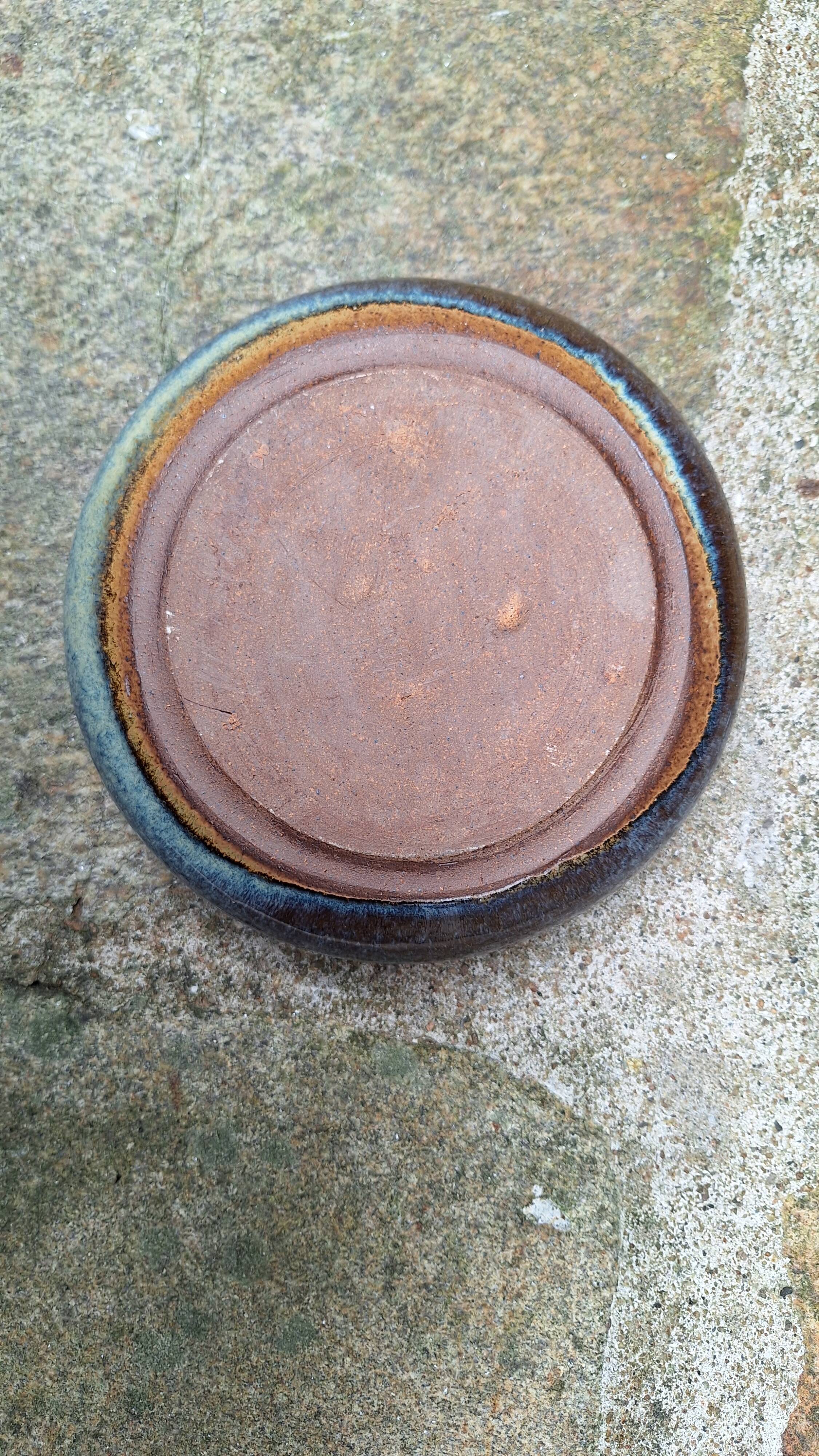 Flat ceramic vase by Nadia and Alain Pinel