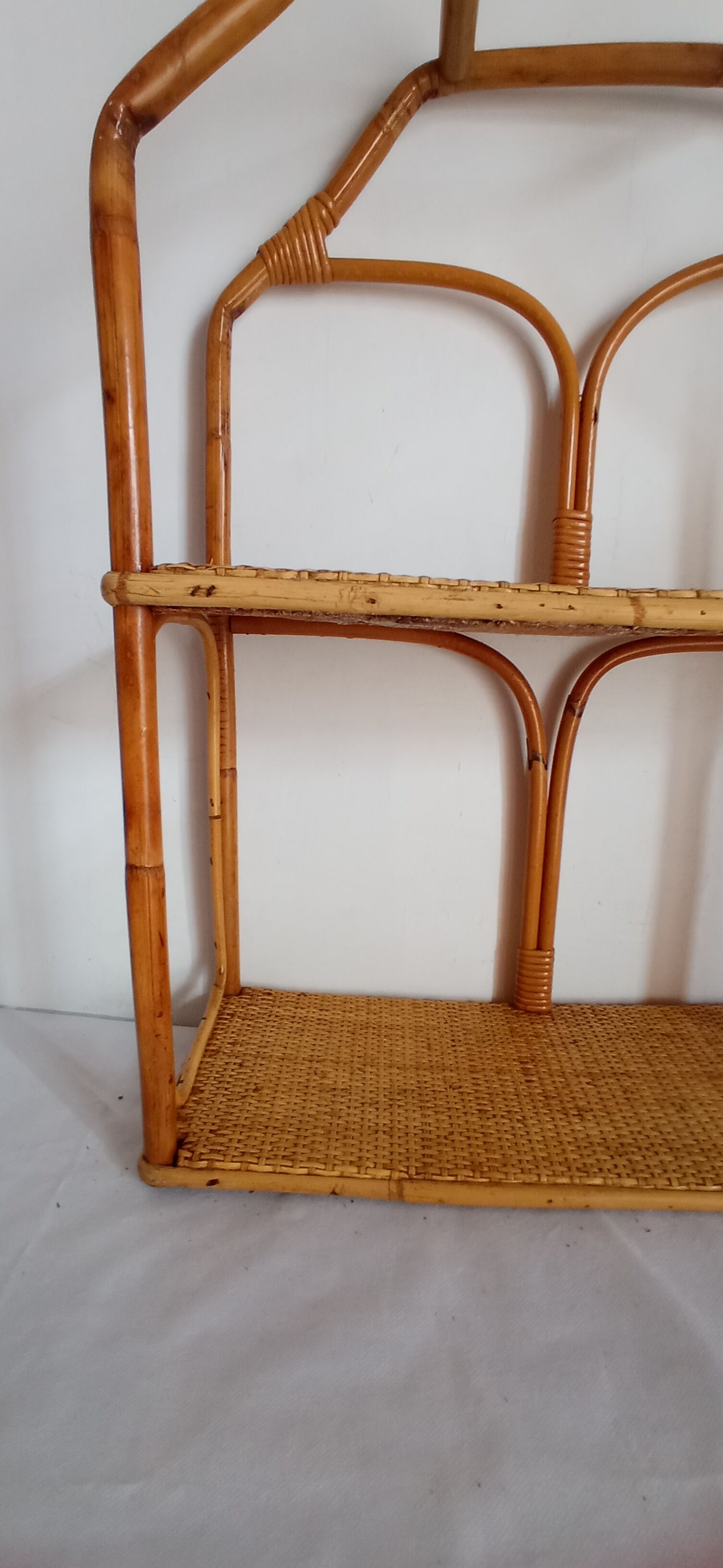 Rattan and bamboo shelf