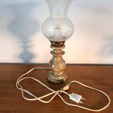 Pegasam SL Spain lamp – alabaster base and vintage engraved glass