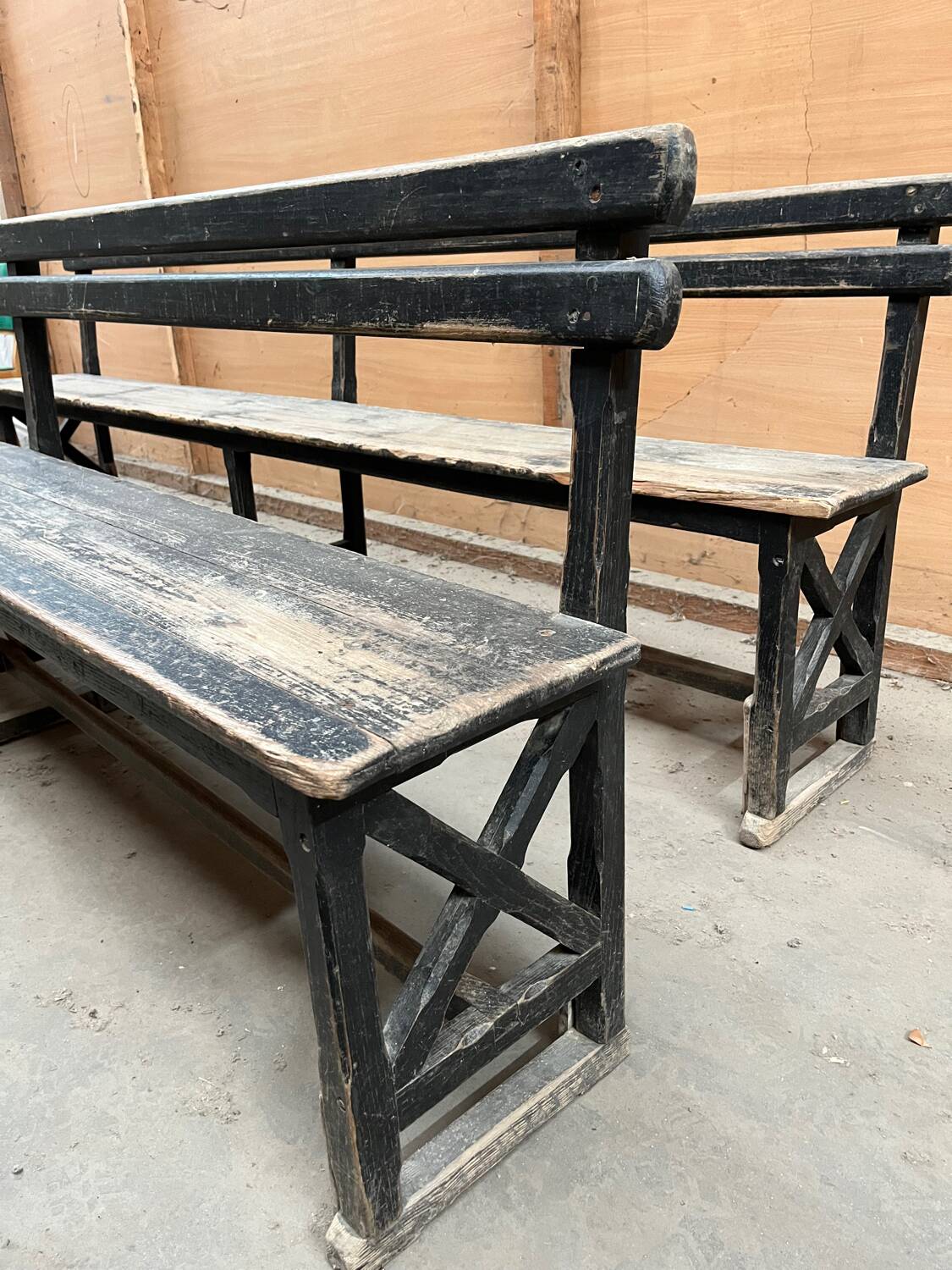 Old benches with backs