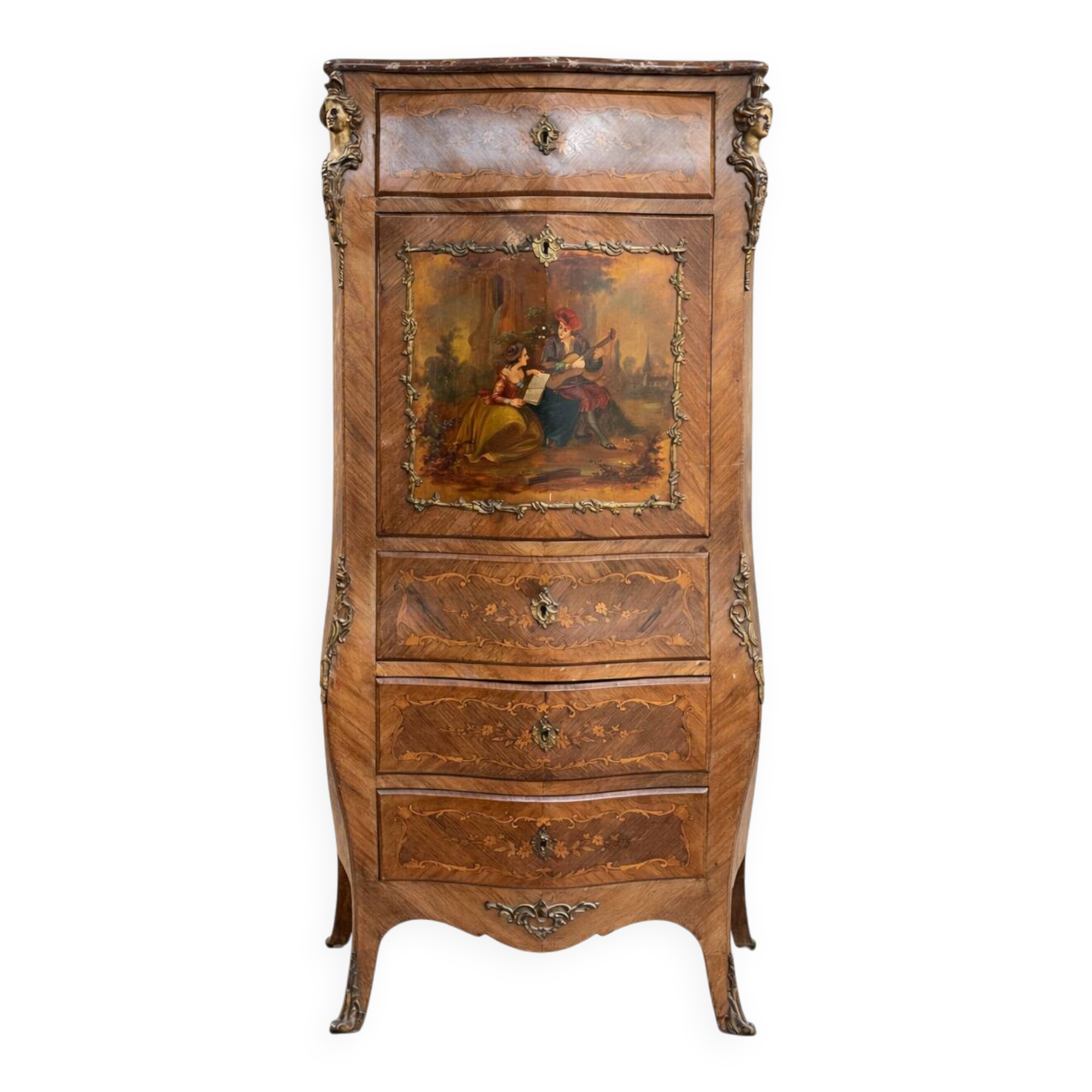 Louis XV style secretary with painting