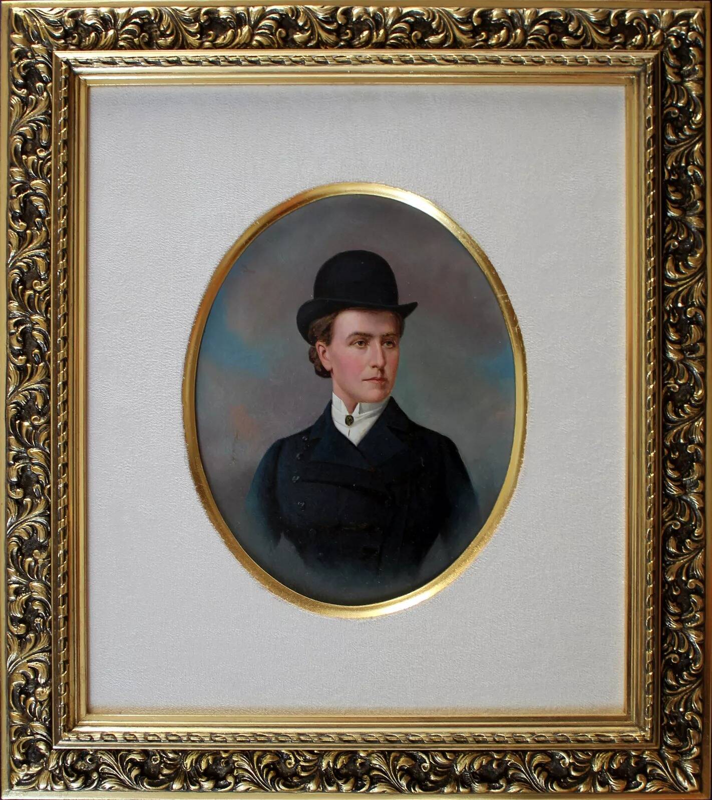 Mid 19th Century  Portrait of a Lady Oil Painting, Framed