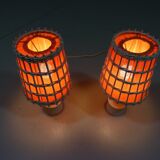 Set of 2 rattan table lamps, 1960’s