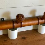 Vintage wooden patère turned