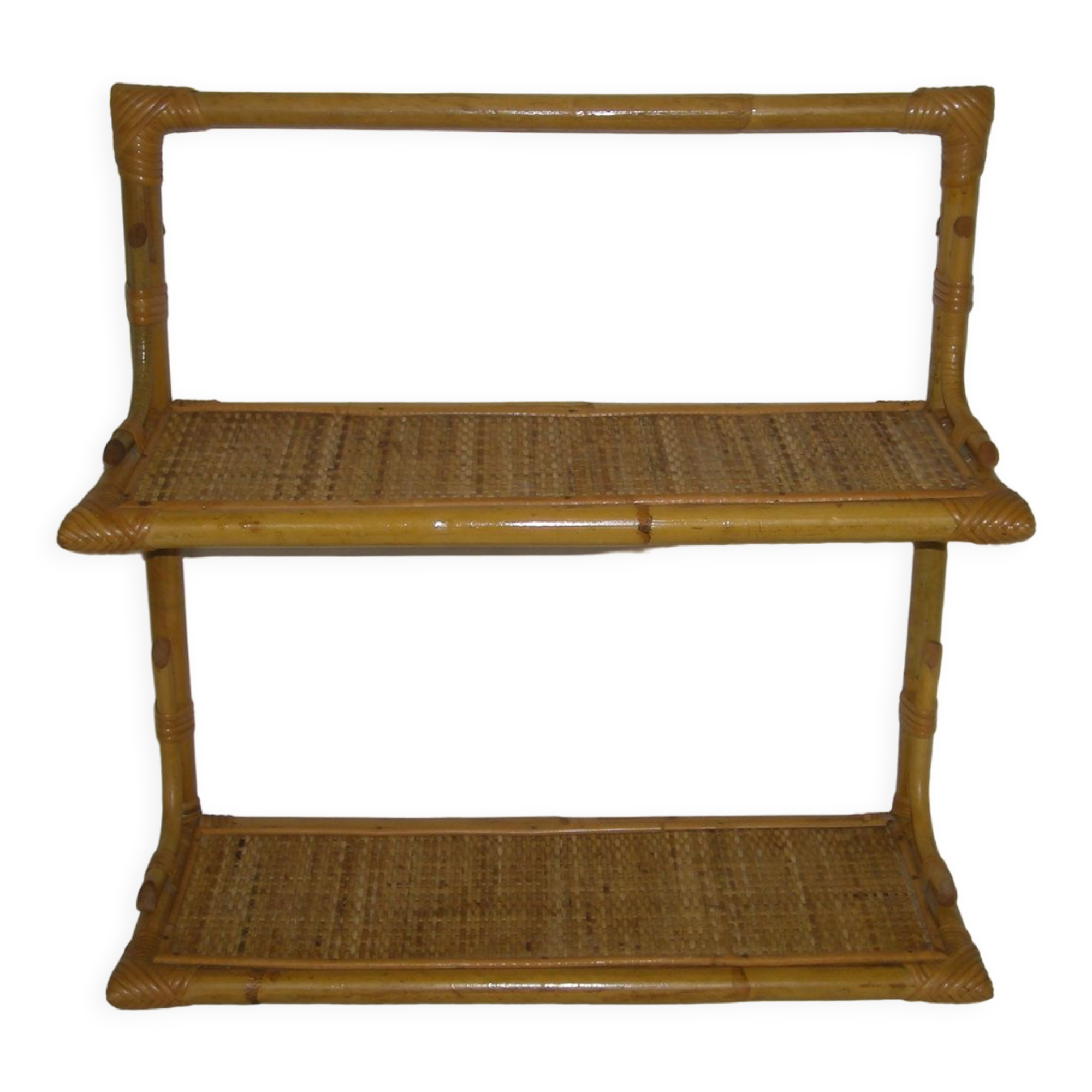 Rattan wall shelf - 60s bamboo