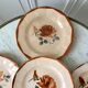 Set of 5 dessert plates Digoin Sarreguemines pink flowers 30-40s