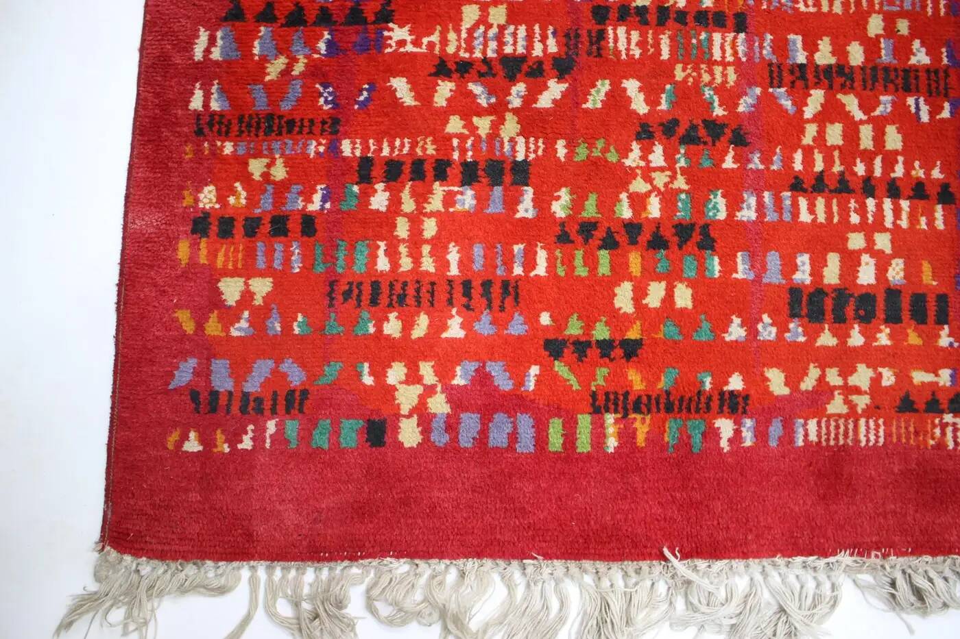 Rare big beautiful abstract design wool hand-made carpet / rug, 1950s