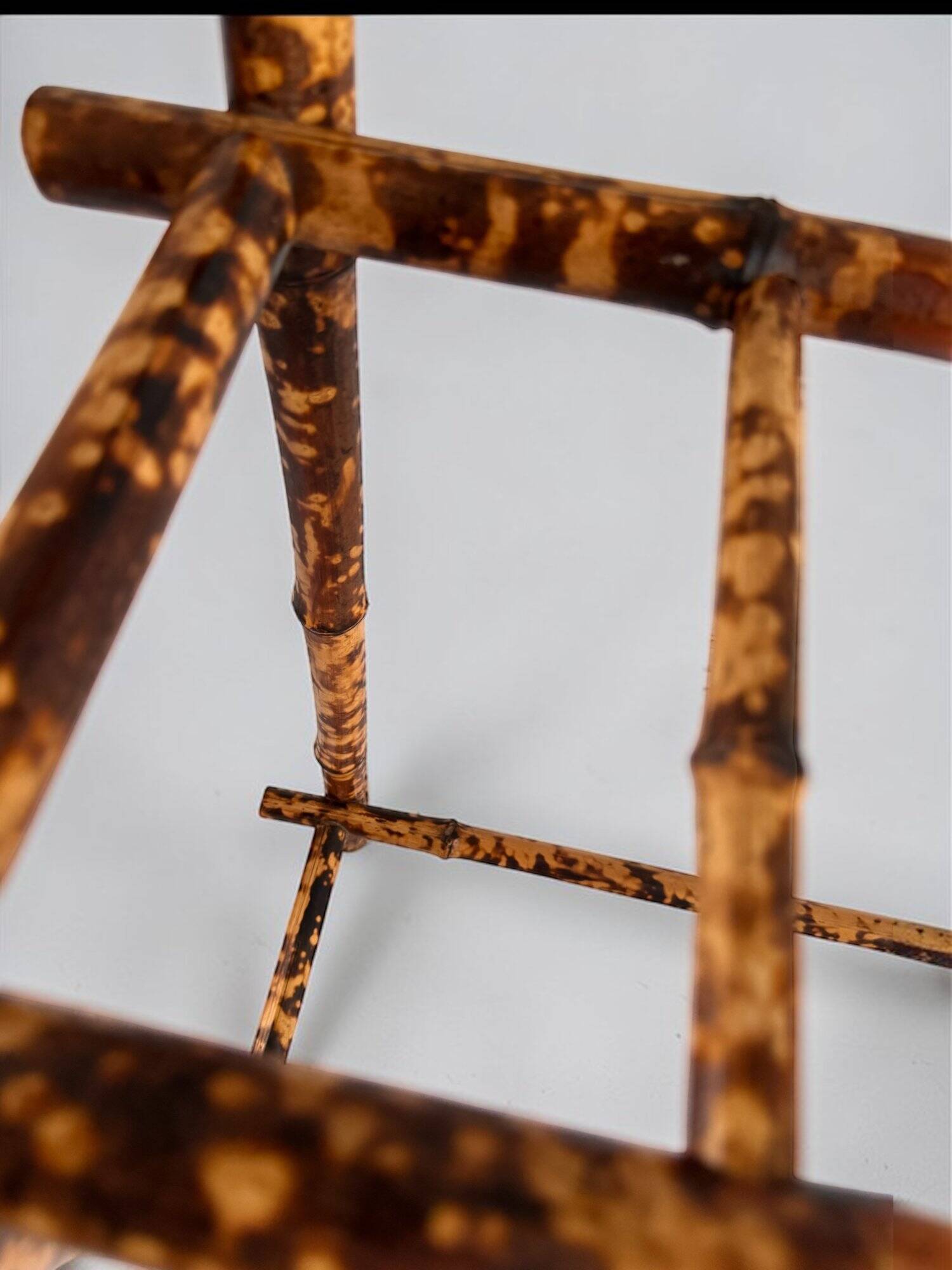 Antique bamboo wardrobe with mirror — exotic style, late 19th century