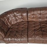 De Sede DS-11 modular sofa in original brown leather, 1970s.