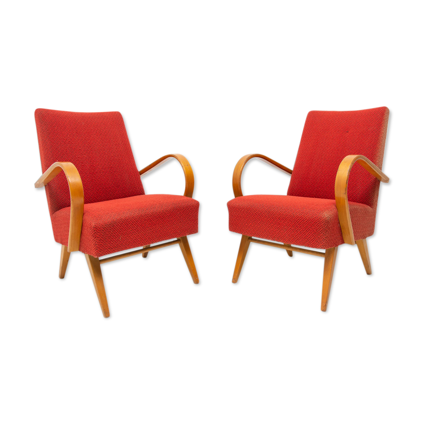 Paire de fauteuils en bois plié par Jaroslav Šmídek, 1960