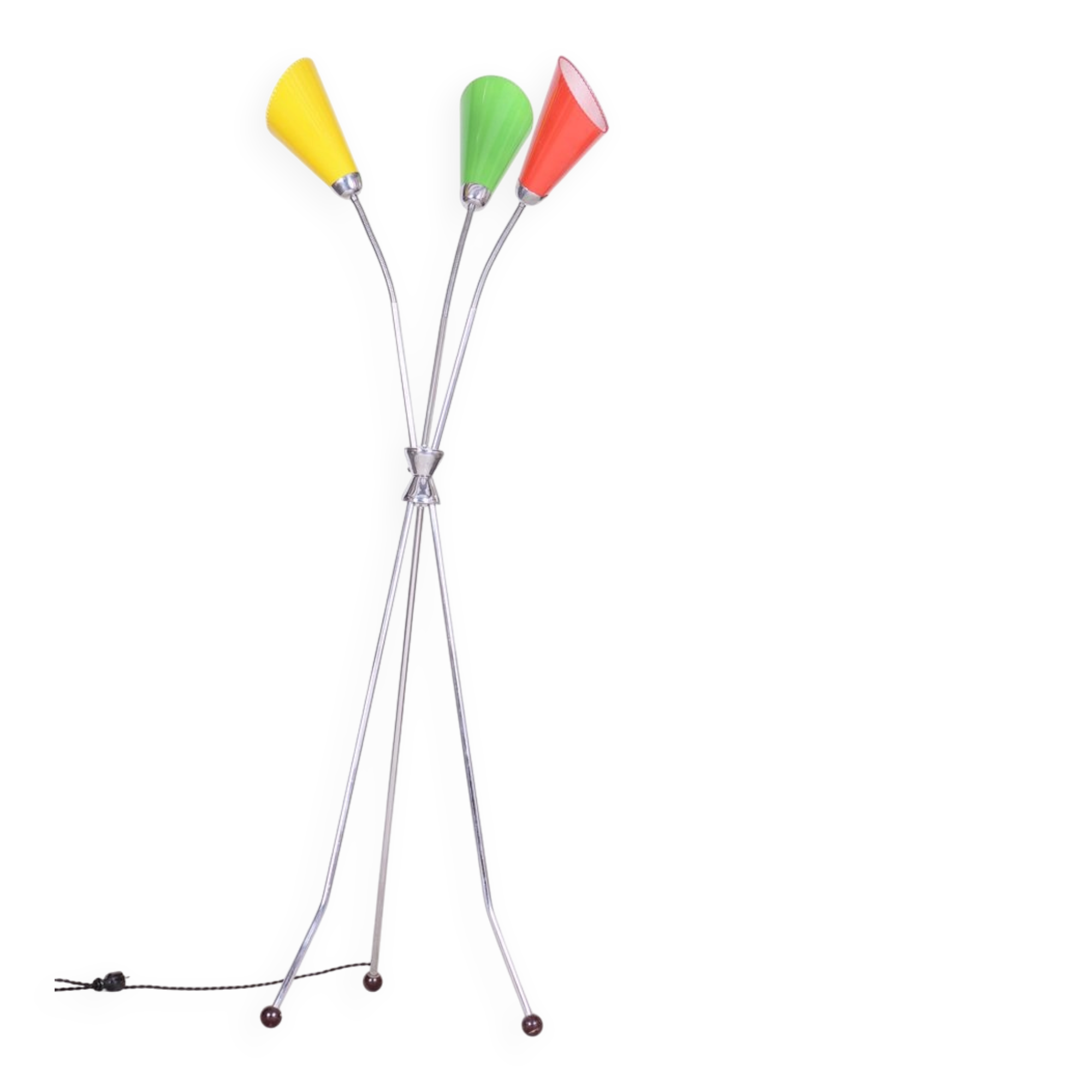 Mid-Century Chrome-Plated Steel Floor Lamp attributed to Napako, 1950s
