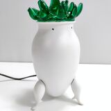 Postmodern Green Murano Glass and White Aluminum Table Lamp, Italy