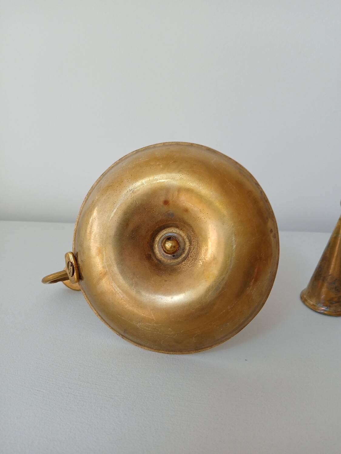 Set of 2 brass cellar rat candlesticks