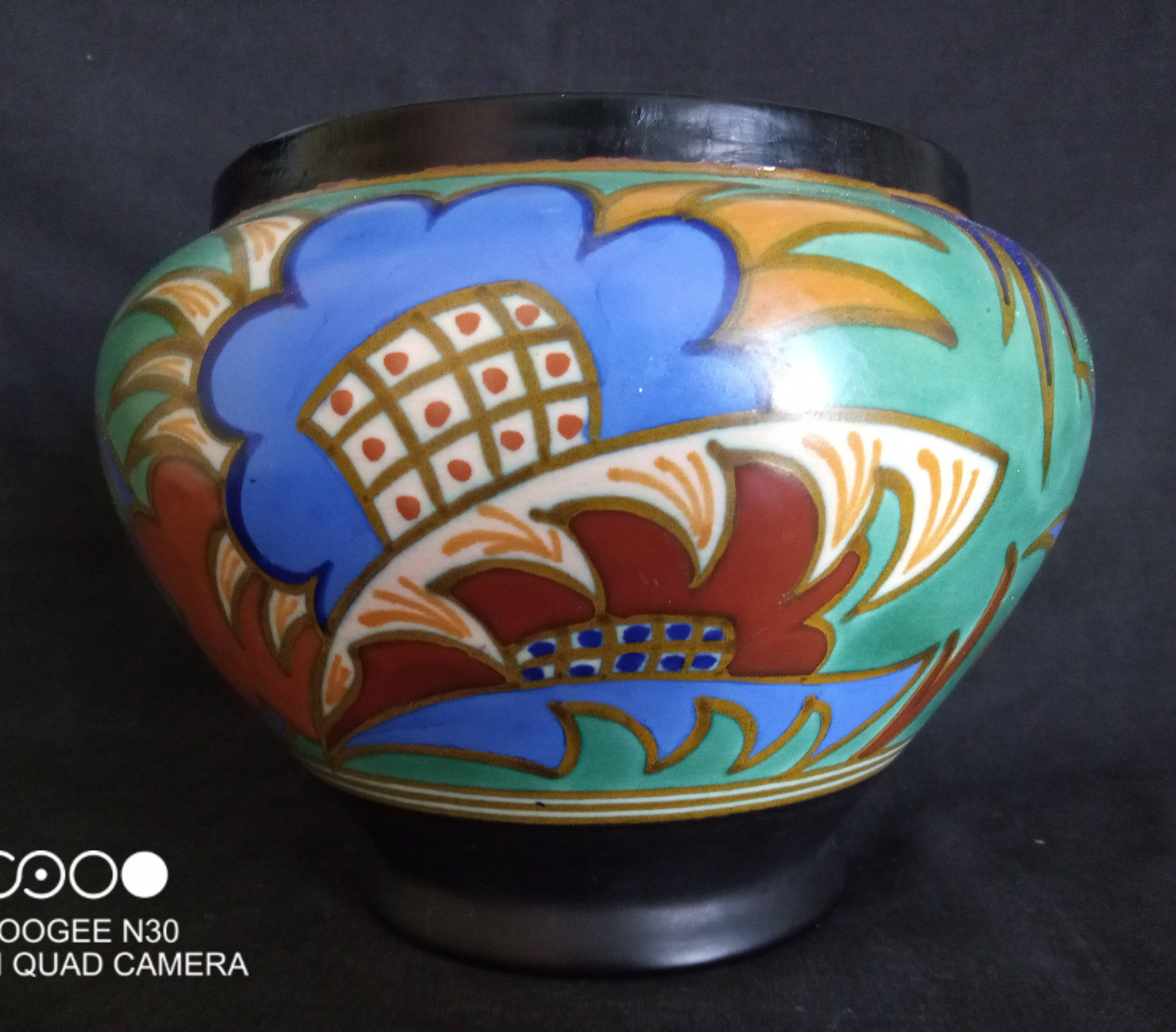 Large Gouda Vase, Art Deco geometric patterns, 1920s