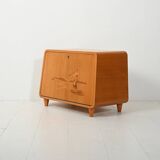 Scandinavian 1940s elm cabinet with inlay