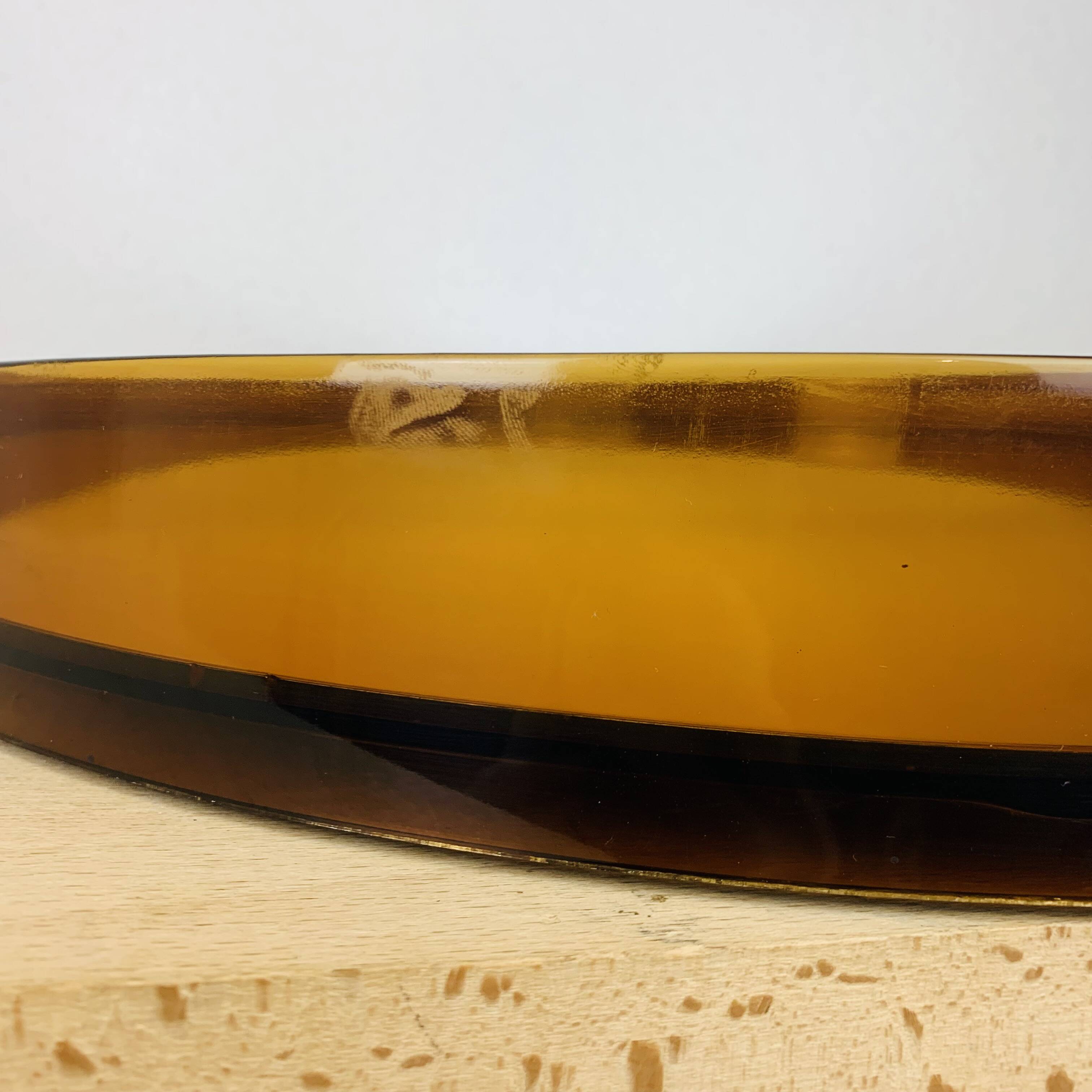 Round mirror Syla 710 amber rim, vintage 70's