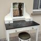 Marble top dressing table with stool