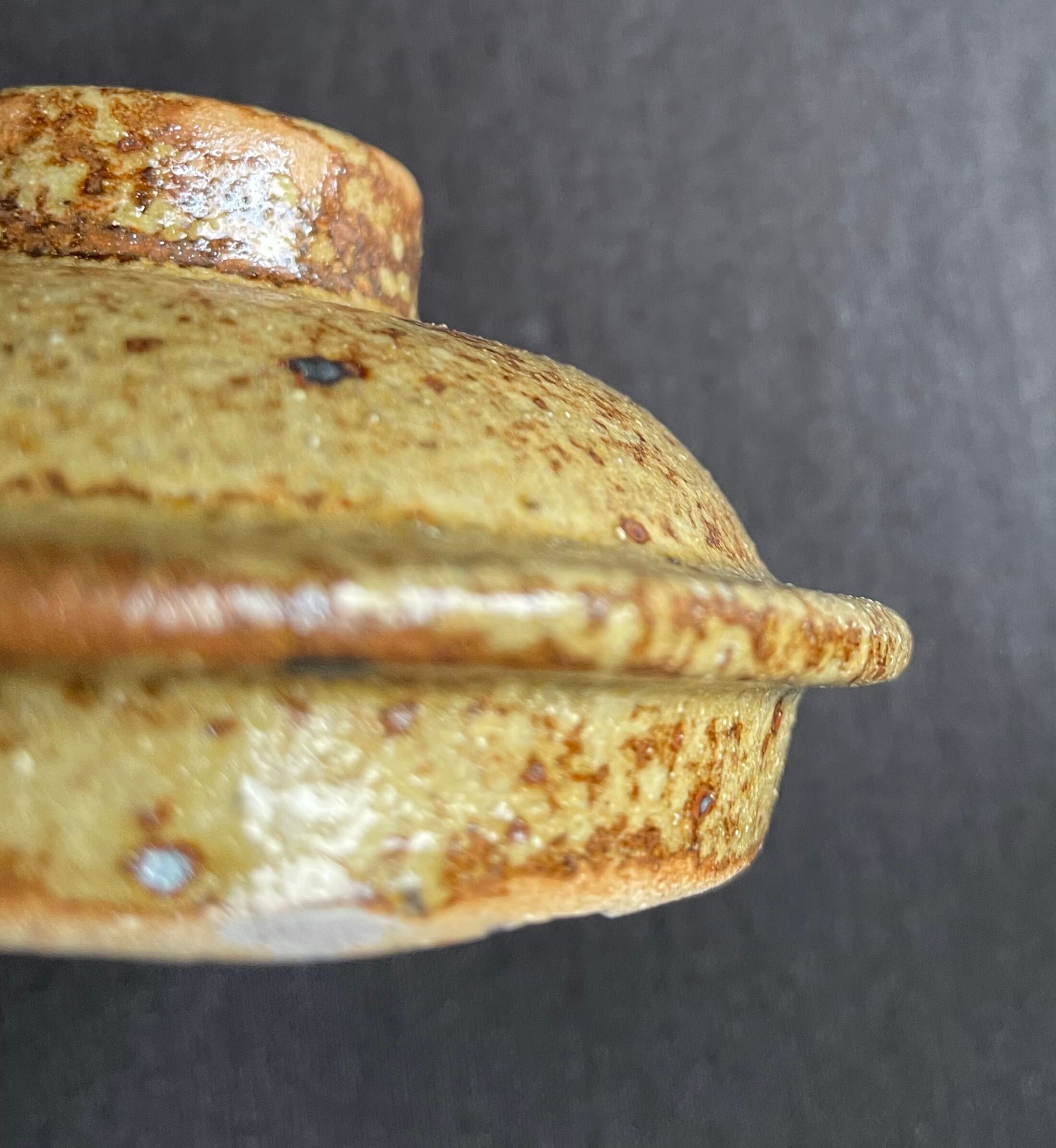 Vintage pyrite stoneware lid pot